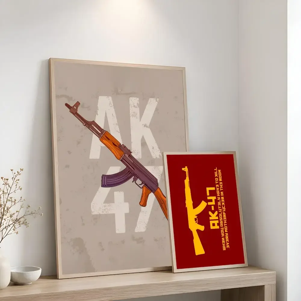 Cool Classic Rifle AK-47 Poster Home Artwork For Living Room Bedroom Office Dorm Apartment Gift