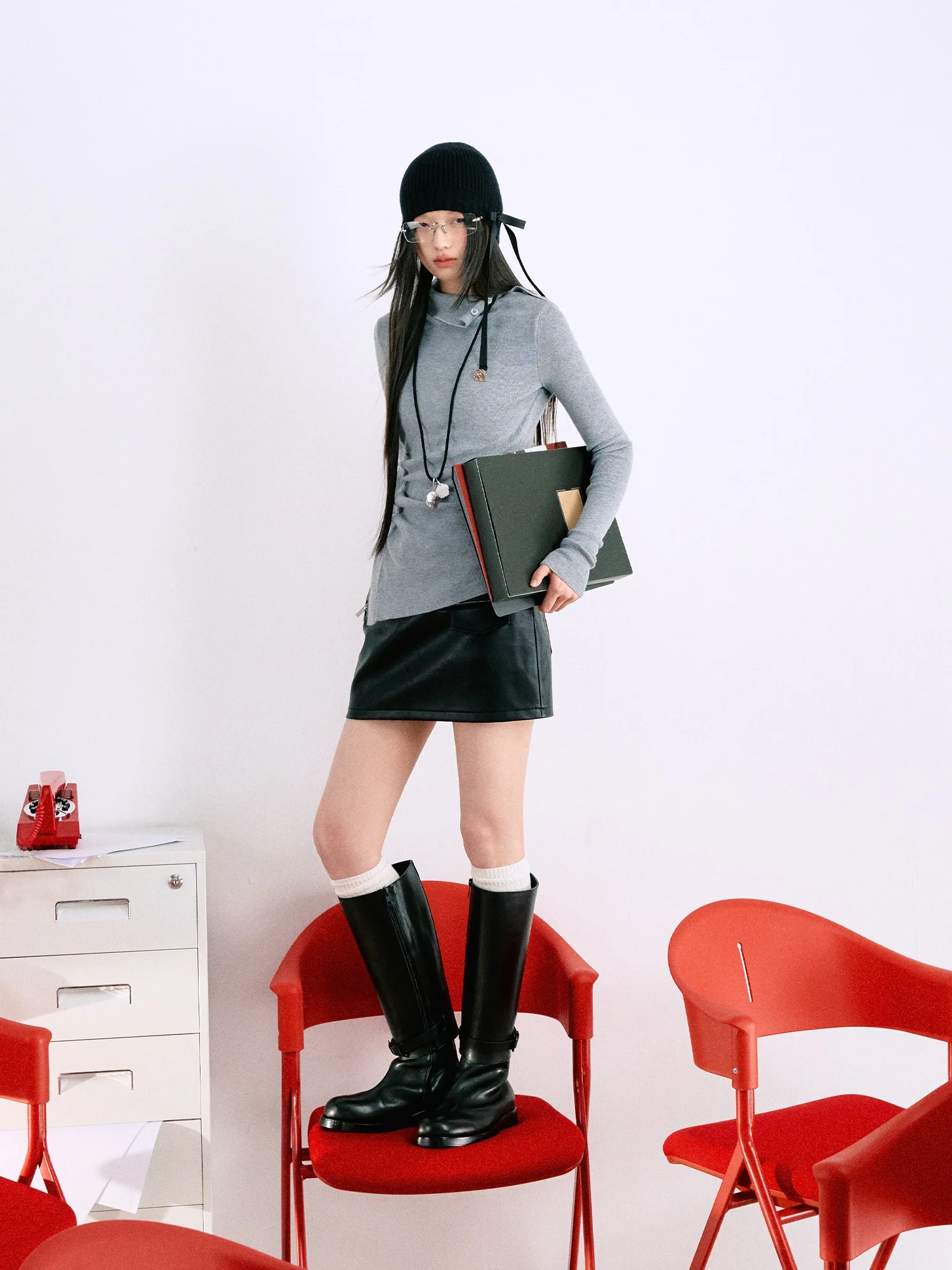 

Облегающий трикотаж, топ, женский простой дизайн, австралийский шерстяной плиссированный дизайн, длинный свитер Sve Crew Ne, удобный дышащий