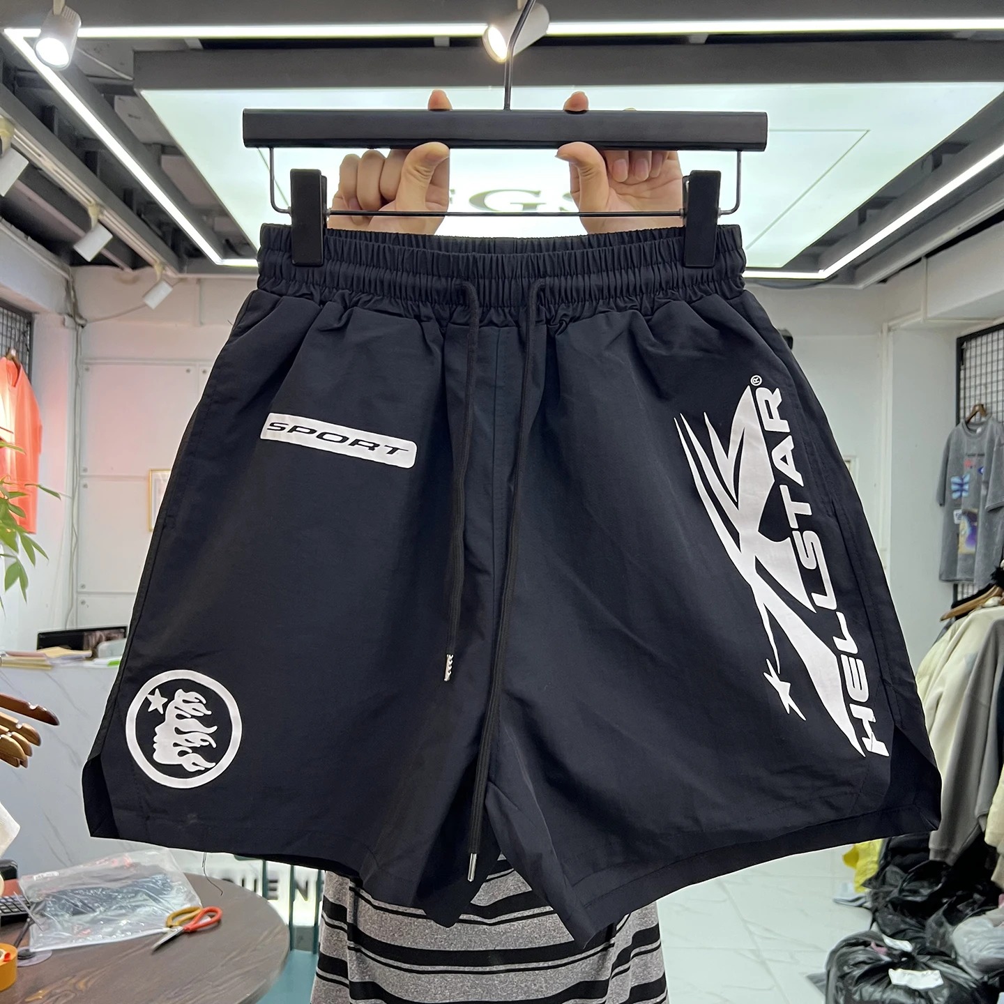 Quick Dry Drawstring Waist Simple Street Style American Summer Beach Pants Loose Fit Sports Shorts Polyester Fiber