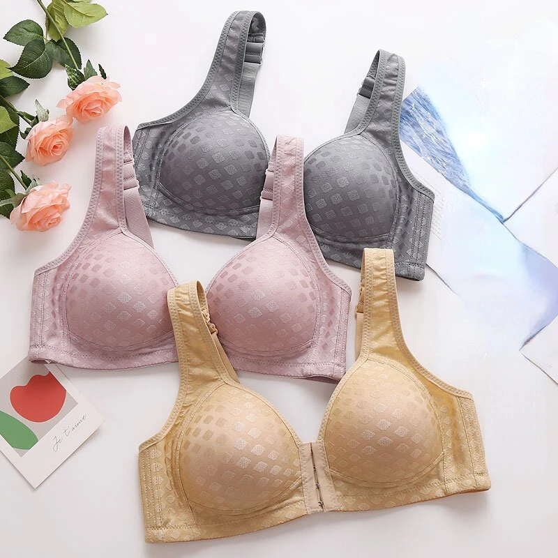 1PC Front Button Type Sexy Brassiere Anti-sagging Gathered No Steel Ring Ladies Mother Large Size Thin Section Underwear Bra