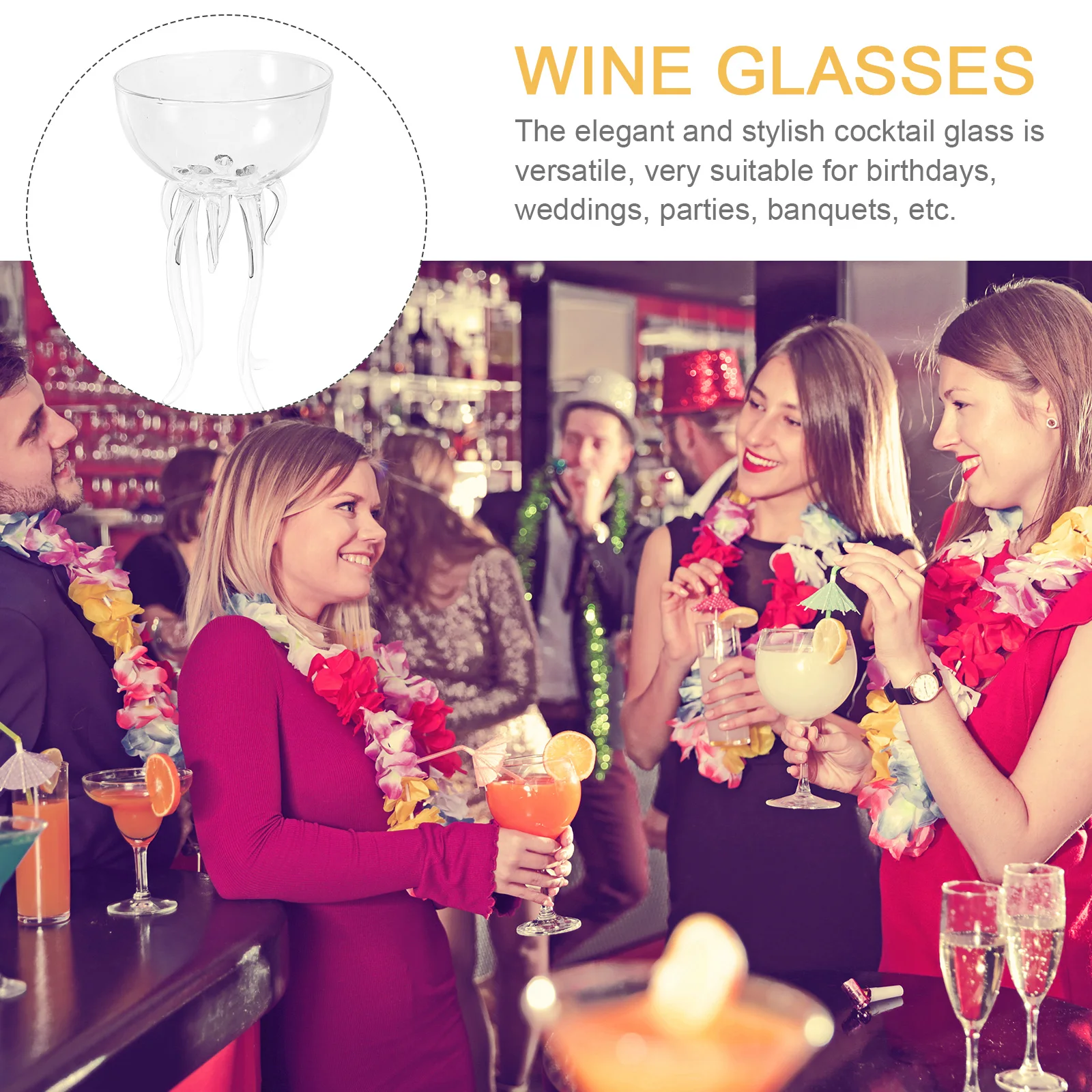 

Unique Jellyfish Cocktail Glass Elegant Tall Drinking Goblet for Red Wine Cocktails Juice Holiday Wedding Events