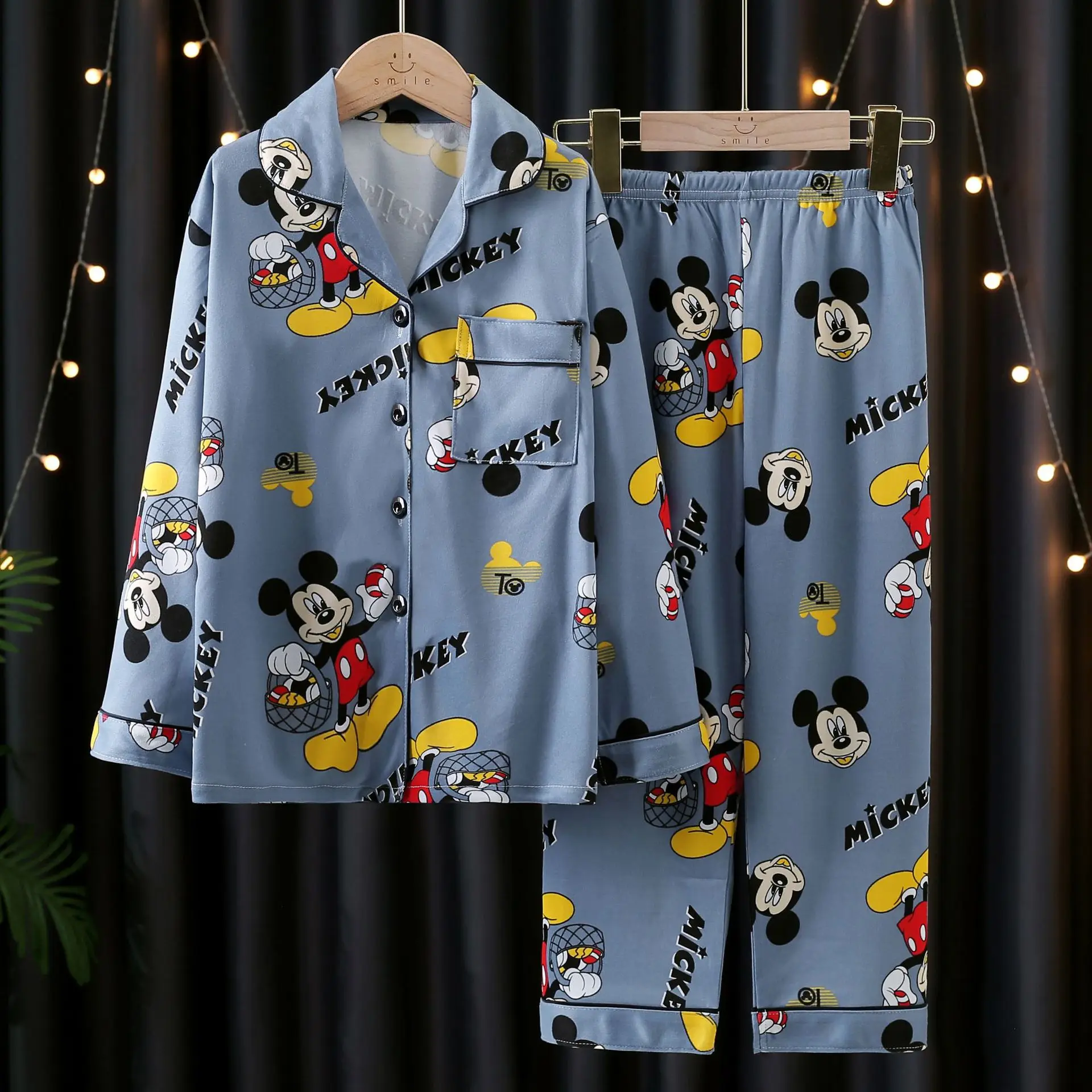 Classic Disney Pajama Sets Children Print Soft Comfortable Sleepwear Set Kids Suitable Single Breasted Comfy Home Clothes Autumn