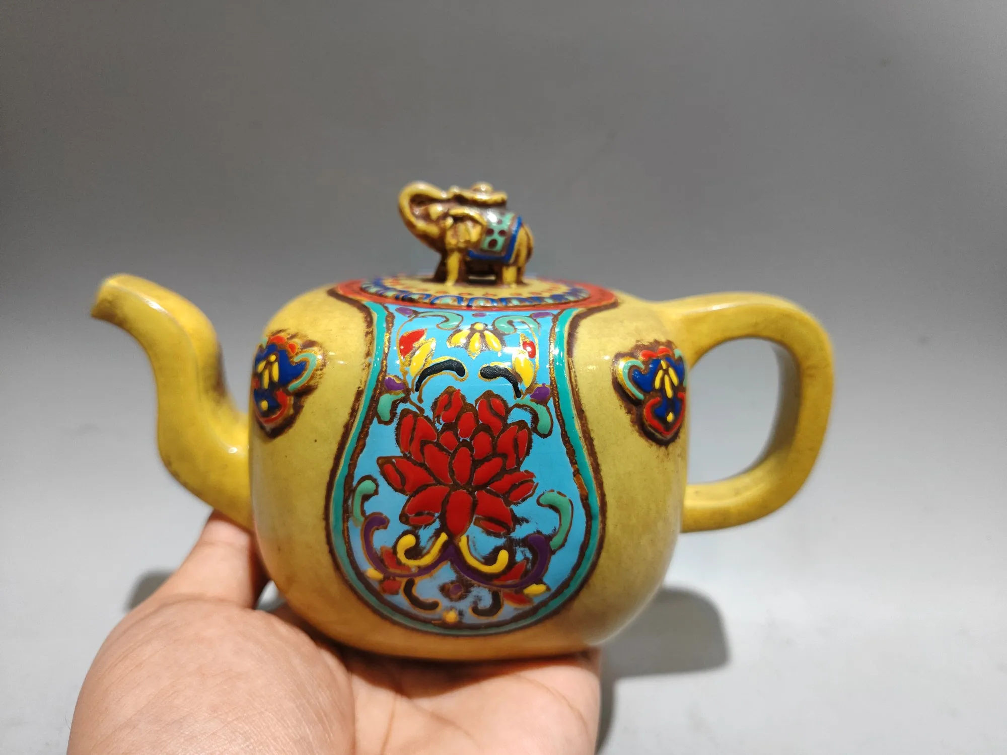 Purple Clay Pot pointillism Four sided teapot Lucky Elephant Pot Kettle Teapot Pot Tea Amass wealth Ornaments