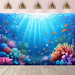 Underwater Oasis Photography Background Cloth - Summer Aquarium and Tropical Fish Theme, Suitable for Birthdays, Parties, Diving