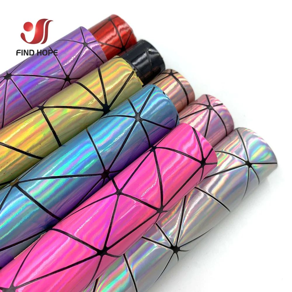 20x30cm/120cm Holographic Geometric Iridescent PU Laser Leather Fabric For Bag Clothes Bow Craft Wallet DIY Material Application