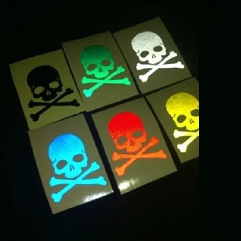 1pc Bike Reflective Sticker Fluorescent Skull Bicycle Stickers Cycling Road MTB Fixed Gear Skeleton Decals Bicycle Accessories