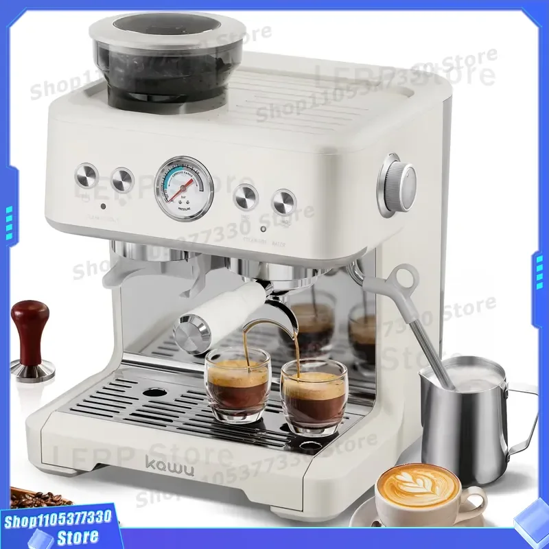 Automatic Coffee Machine with Built in Cone Burr Grinder and Milk Frother 20 Bar Pressure All in One Espresso Maker for Home