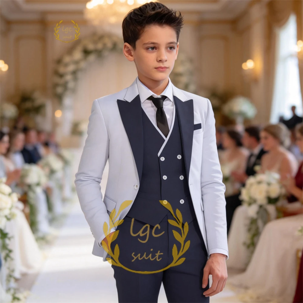Boys’ Beige 3‑Piece Suit with classic modern comfortable tailoring, Ideal for Weddings, Banquets, Birthdays & Performances
