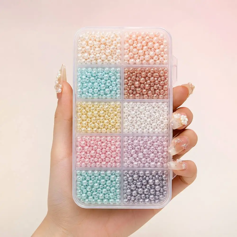 

1Box Shiny Translucent Pearl Nail Charms Pastel Assorted Pearl Nail Art Decoration DIY Design Professional Pearl Nail Supplies