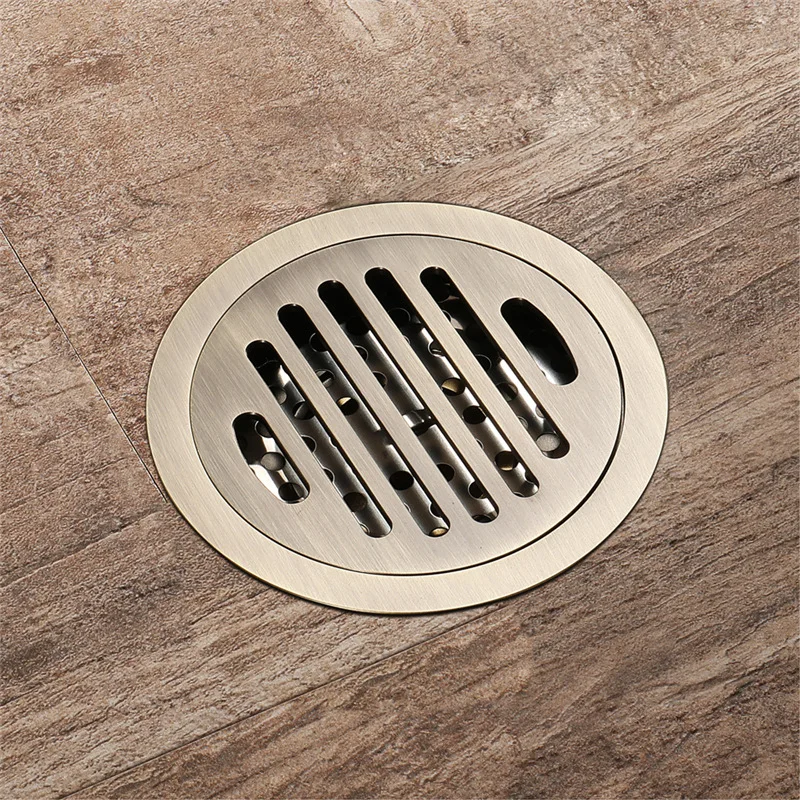 Floor Drain Round Mesh Antique Floor Drain Large Flow Bathroom Bronze Deodorant Floor Drain Factory Direct Sales
