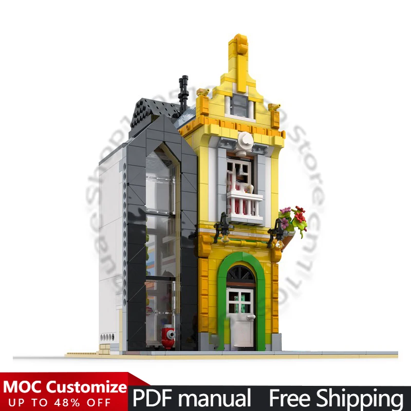

1880 PCS House Street Unity Townhouse MOC Customize Modular Building Block Model Design Creative Design DIY Holiday Toy Gifts