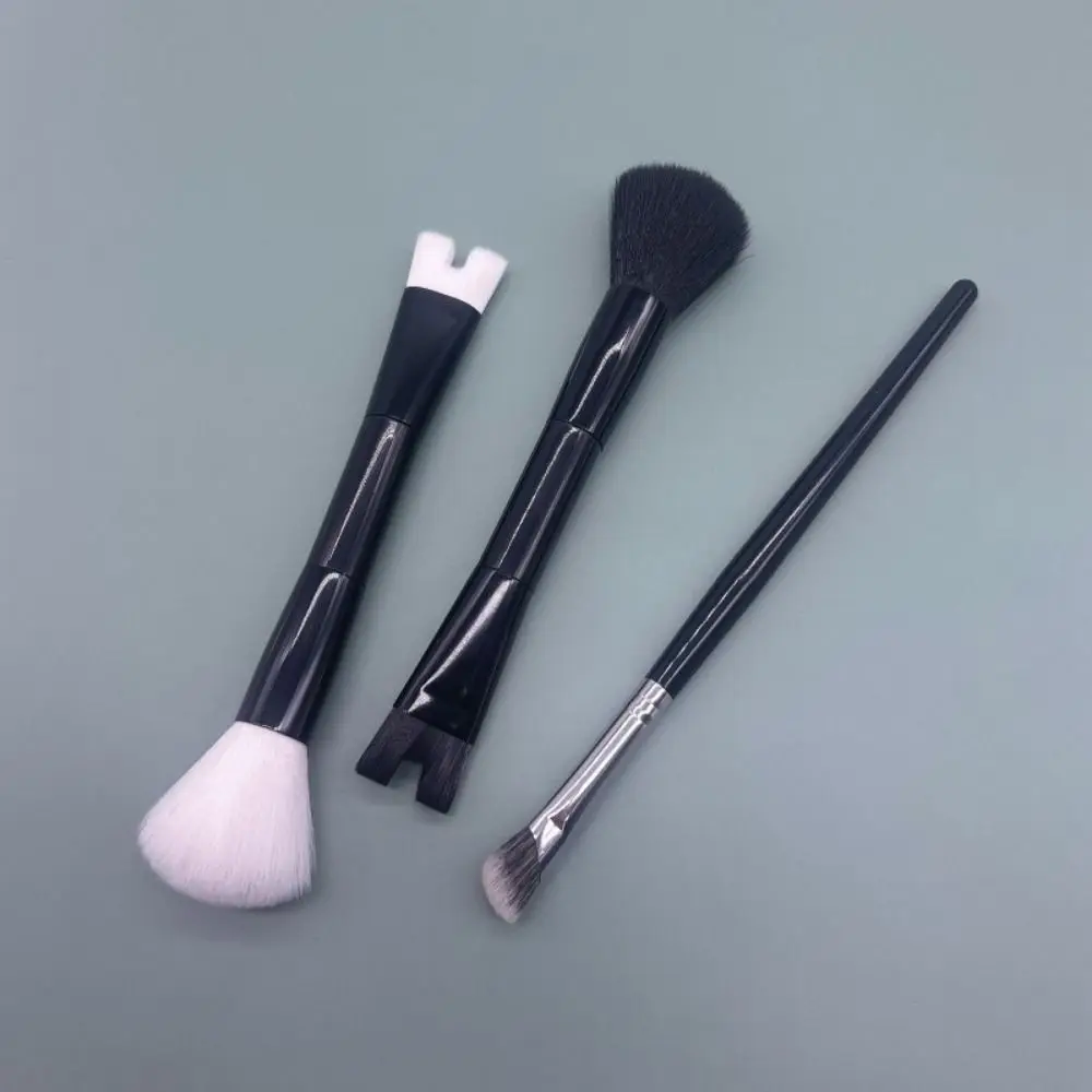 2Pcs 패션 더블 헤드 코 컨투어 브러쉬 세트 2-in-1 휴대용 아이 섀도우 파우더 브러쉬 소프트 U 자형 코 섀도우 브러쉬 학생