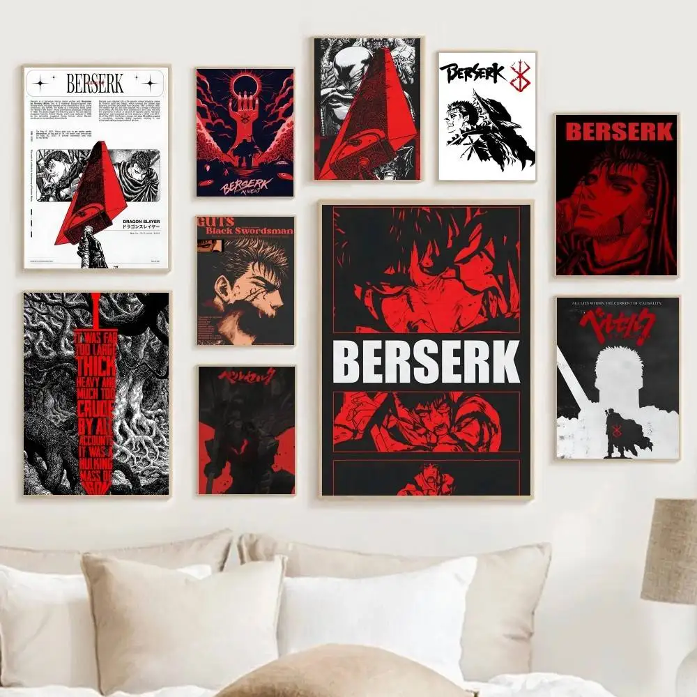 Heißer Anime B-berserk selbstklebende Wanddekoration für Zuhause, Wohnheim, Schlafzimmer, Wohnzimmer, dekoratives Geburtstagsgeschenk