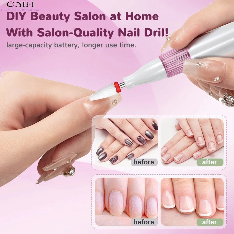 Perceuse à ongles électrique améliorée 15000 tr/min sans fil 12 têtes de ponçage grande batterie outil de manucure de Salon Portable pour ongles en Gel acrylique