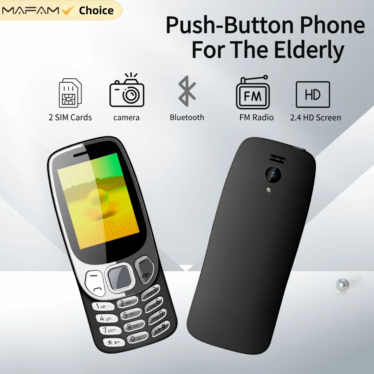 Mafam S3210 Low Radiation Large Display 2.4'' GMS 2G Bluetooth Dual Sim Long Battery Life Big Key Affordable Feature Phone