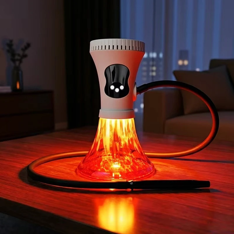 Super long battery life electronic heating hookah full set with 7-color RGB lights, portable smart hookah