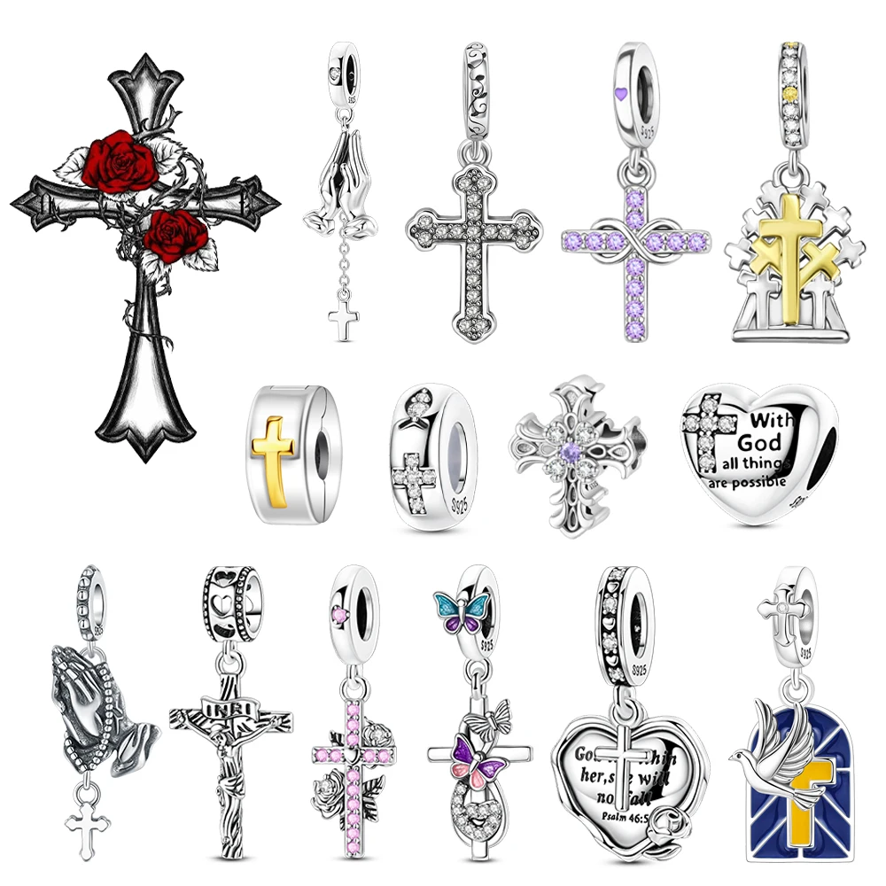 Love and Hope 925 Sterling Silver Prayer Cross Peace and New Life Charm Fit DIY Bracelet Necklace The Gift Of A Steadfast Faith