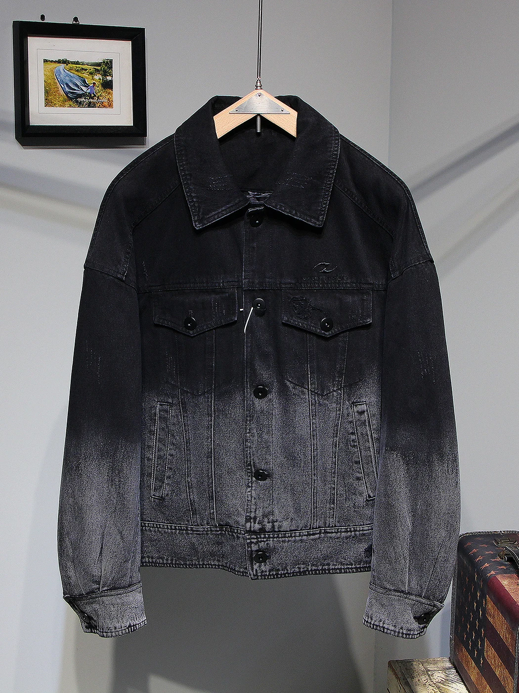 

Winter New Gradient Denim Duck down Jacket Men's Loose Collar White Duck Feather Outerwear Trendy Youth Men's Casual Wear