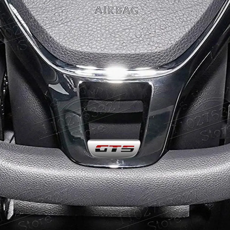 Auto Interior Metal GTS Emblem Car Steering Wheel Stickers Accessorie For VW Polo Golf CC Passat  Scirocco Tiguan Decoration