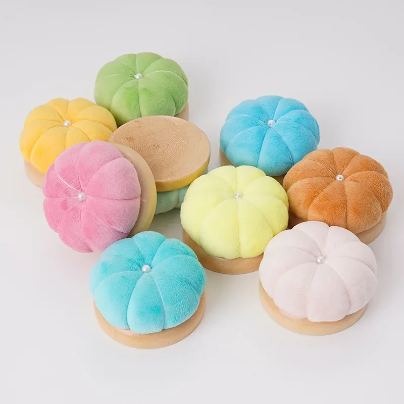 Velvet Pumpkin Pin Cushion - Super Soft DIY Needle Holder with Wooden Base, Easy-Insert Pincushion for Hand Sewing & Embroidery