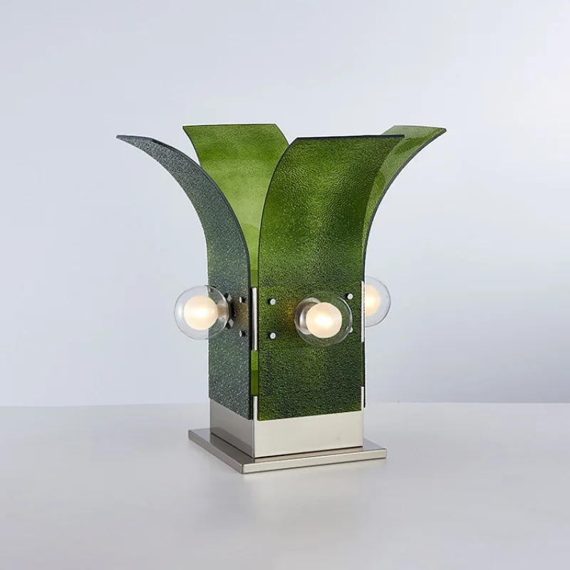 

Nordic medieval lamp living room retro wind table lamp bedroom bedside lamp study hotel table Bauhaus glass