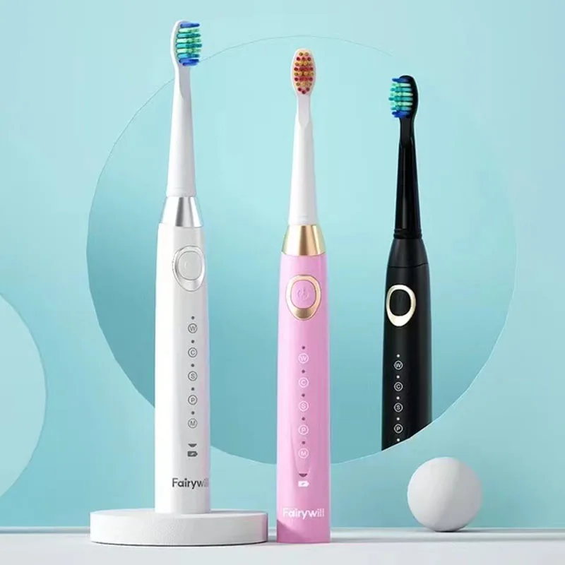 Fairywill Adult Electric Toothbrush Sonic Waterproof 5 Modes USB Rechargeable With Replacement Brush Heads Smart Timer FW-2306