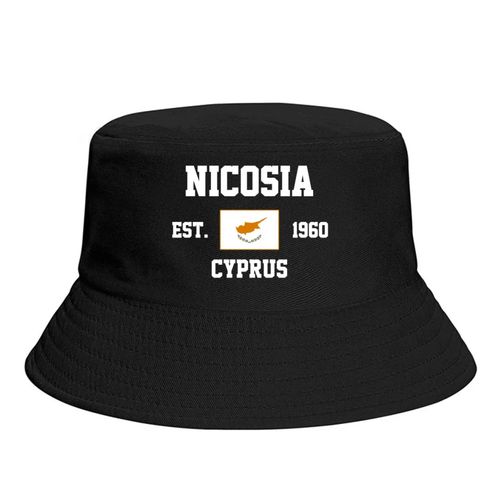 Bucket Hats  Cyprus EST.1960 Nicosia Emblem Flag Sun Shade Cool Outdoor Summer Fisherman Caps Fishing Hat