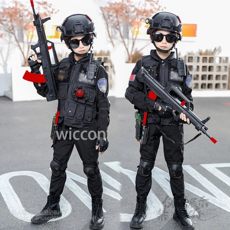 

Children's Police Officer Performance Uniform Boys Girls Stage Performance Suit Halloween Carnival Party Cosplay Kids 110-160