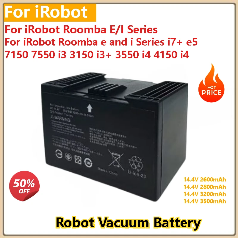 

J7 3500mAh Replacement Battery for iRobot Roomba e and i Series i7+ e5 7150 7550 3550 i4 4150 i4 i3 3150 i3+Robot Vacuum Part