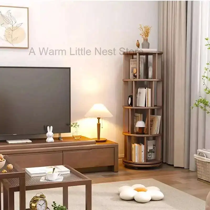 Miniature Rotating Wood Bookcase Vintage Miniature Doll Traditional Rotating Bookcase Wood Vertical Estante Livros Furniture