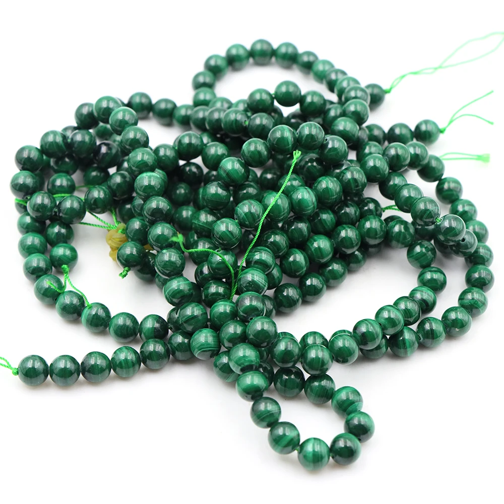 

4 6 8 10 MM Natural Stone Malachite Round Loose Beads Fit DIY Charms Bracelet Earring Bead For Crystal Jewelry Making Gift ﻿