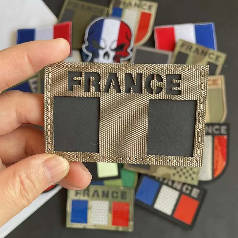 Frankreich Flagge Patch Kleidung Applikation Stickerei Moral Emblem, IR Reflektierende Patches Militär Armband Aufkleber Taktische Abzeichen – Detail 1