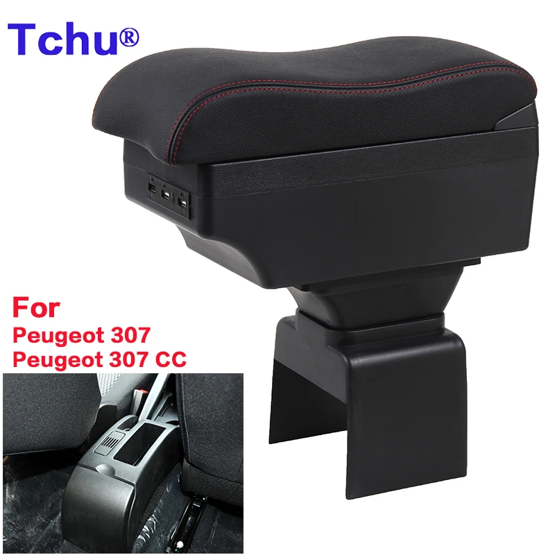 

For Peugeot 307 armrest box For Peugeot 307 CC car armrest box Additional storage box USB telescopic Car armrest box modificatio