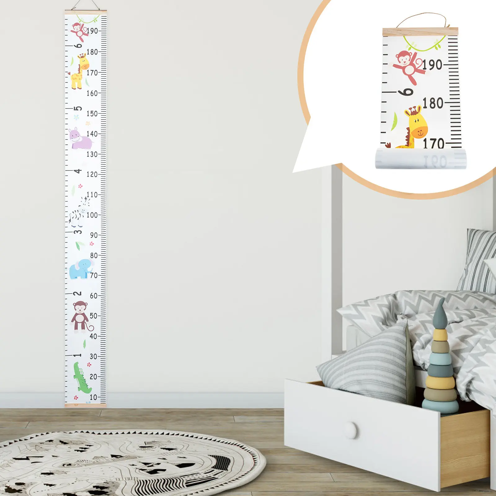子供の成長チャート-赤ちゃんの身長測定-ウォールキャンバス定規-壁掛け身長測定-赤ちゃんの成長チャート