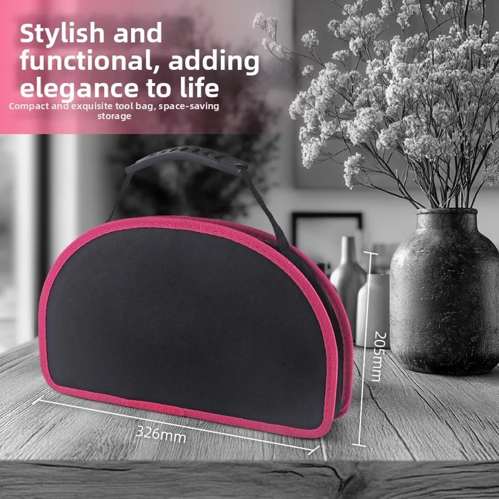 63 Piece Pink Tool Kit Carbon Steel Hand Tool Set With Round Storage Bag For Women Household DIY Repair And Furniture Assembly