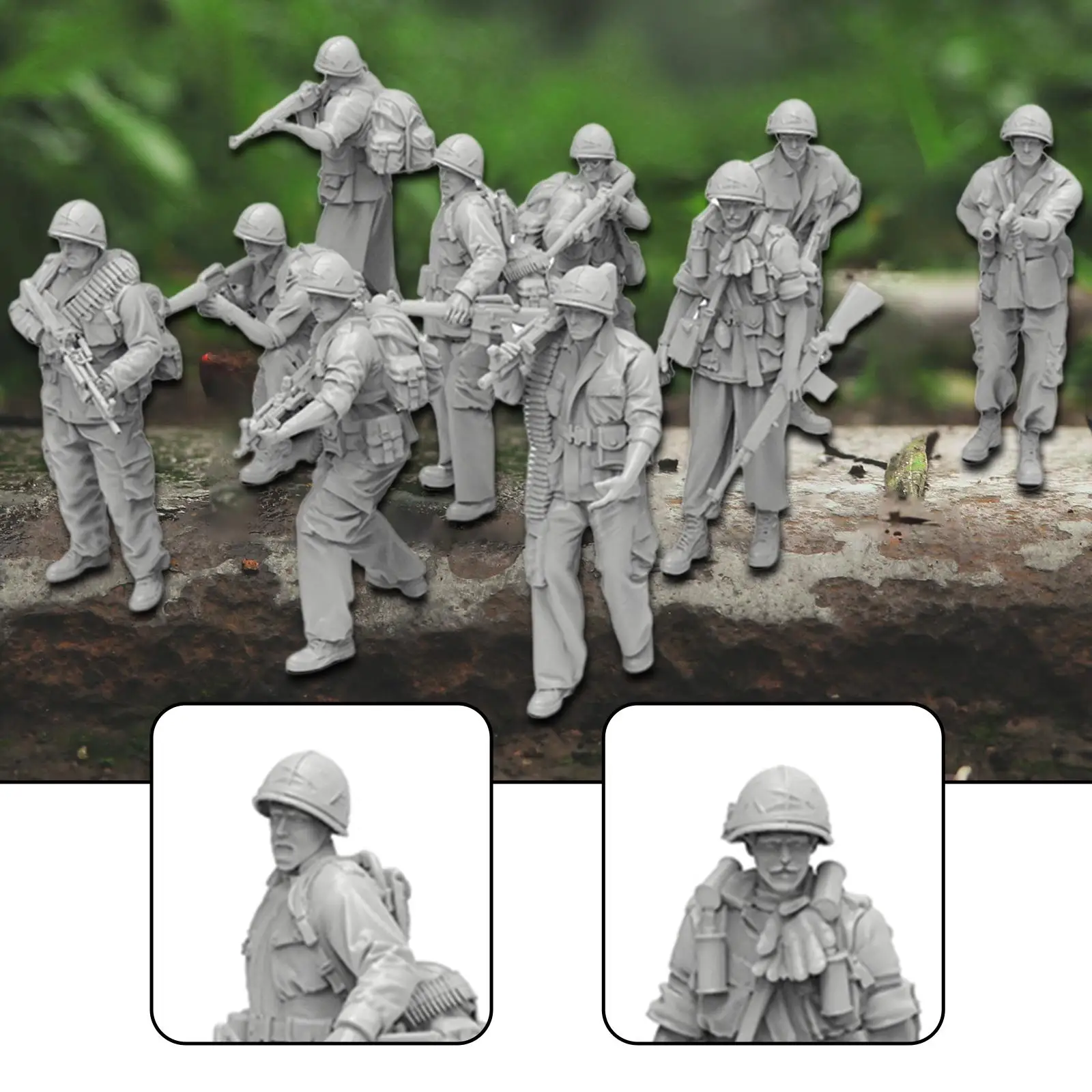 

10 Pieces Soldier Models 1/35 Playset Toys 5cm Resin Dioramas Miniature Figurines for Crafts Hobby Miniature Scene Sand Table
