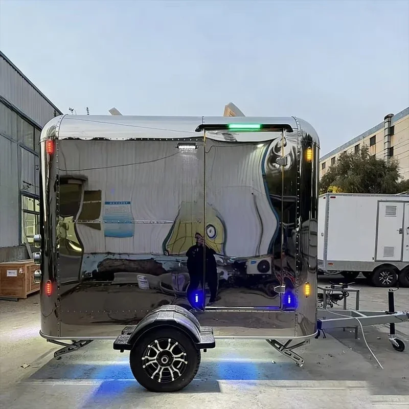 Trailer, portable toilet trailer, stainless steel modern 2 compartments for outdoor activities