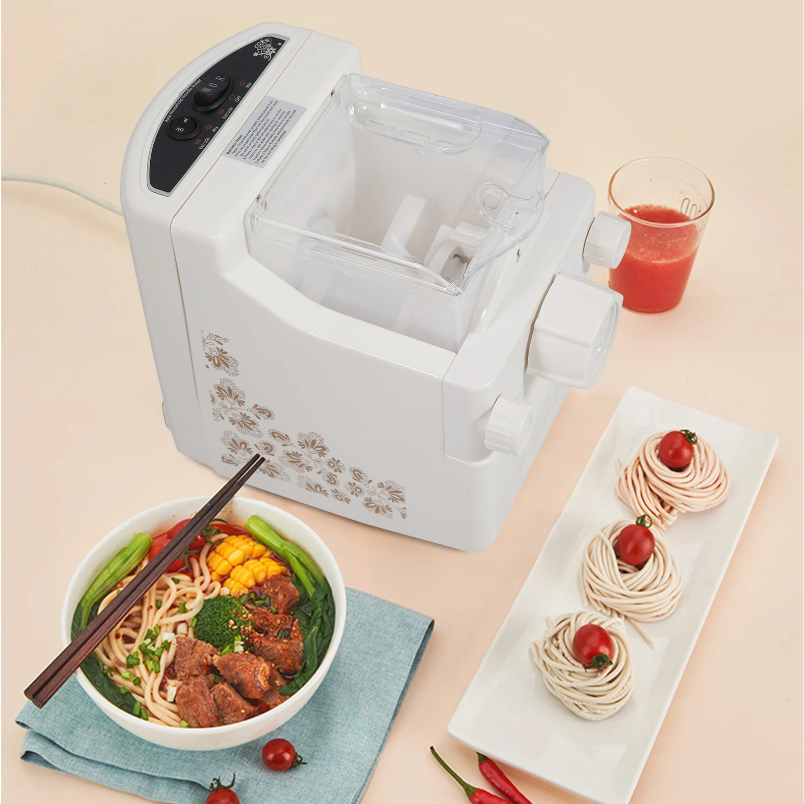 Household Fresh Pasta Maker Fully-Automatic Electric Noodle Cutter Dough Machine