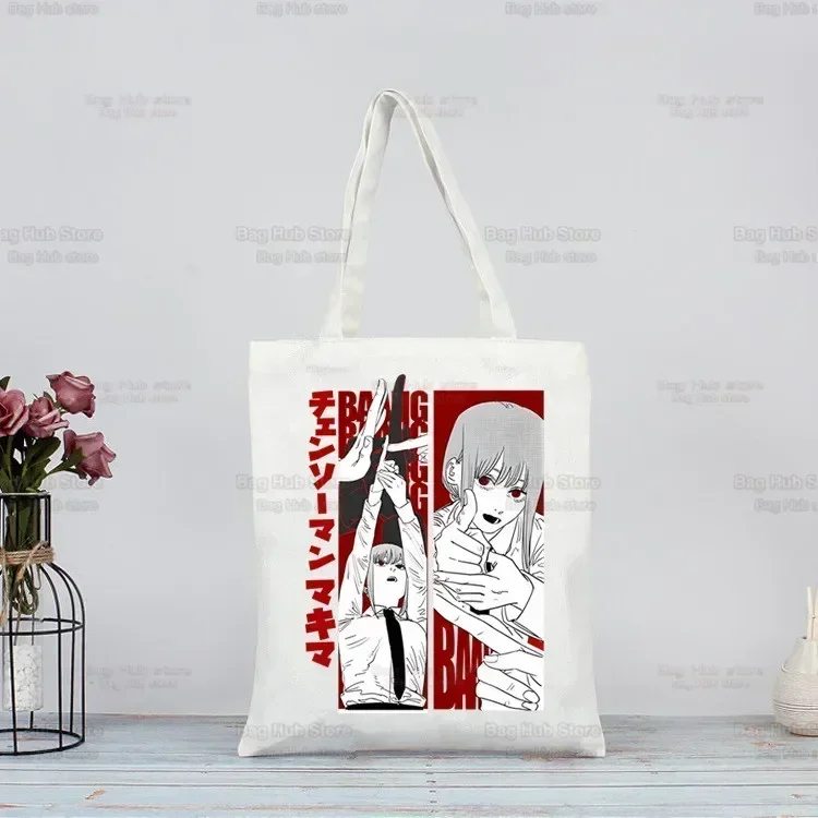 Chainsaw Man MAKIMA Japanese Anime Manga Ulzzang Shopper Bag Print Canvas Tote Bag Handbags Women Bag Harajuku Shoulder Bags