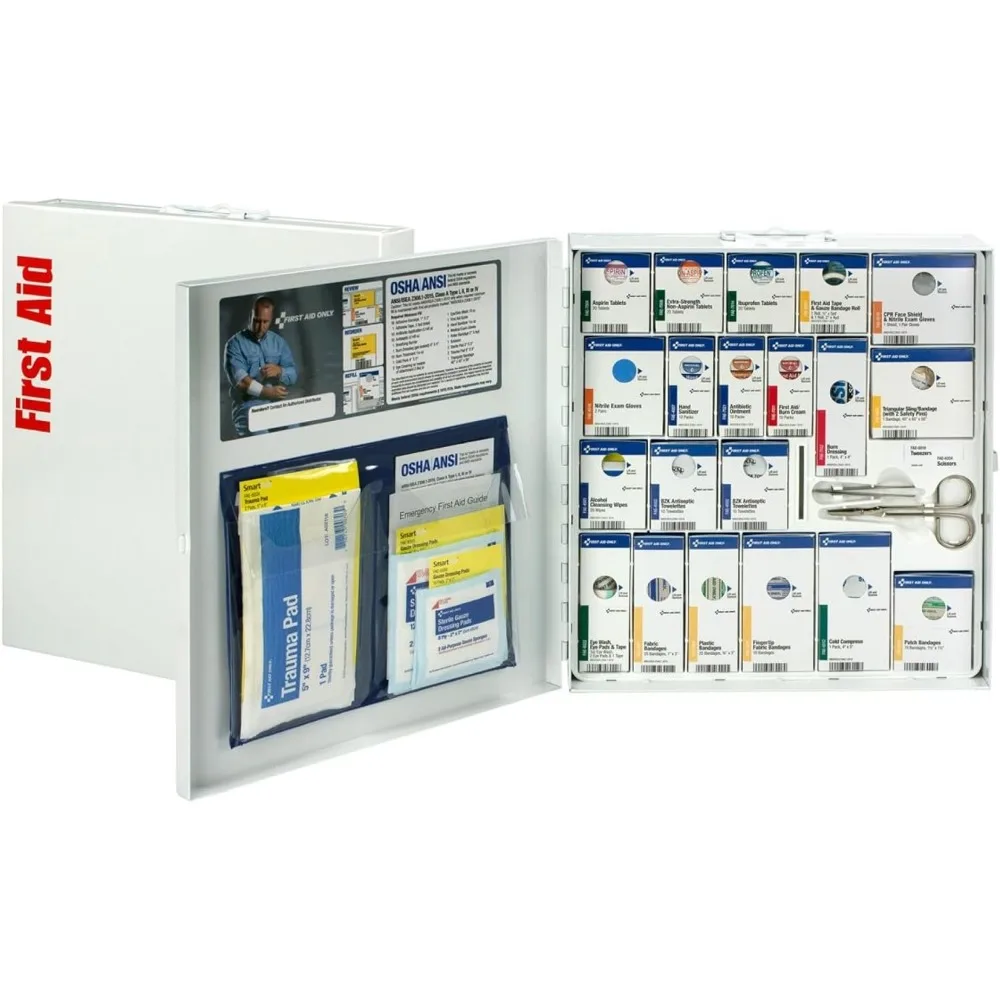

First Aid Only 746000 SmartCompliance 50-Person ANSI A+ and OSHA Compliant First Aid Kit for Business, Large Metal First Aid Cab