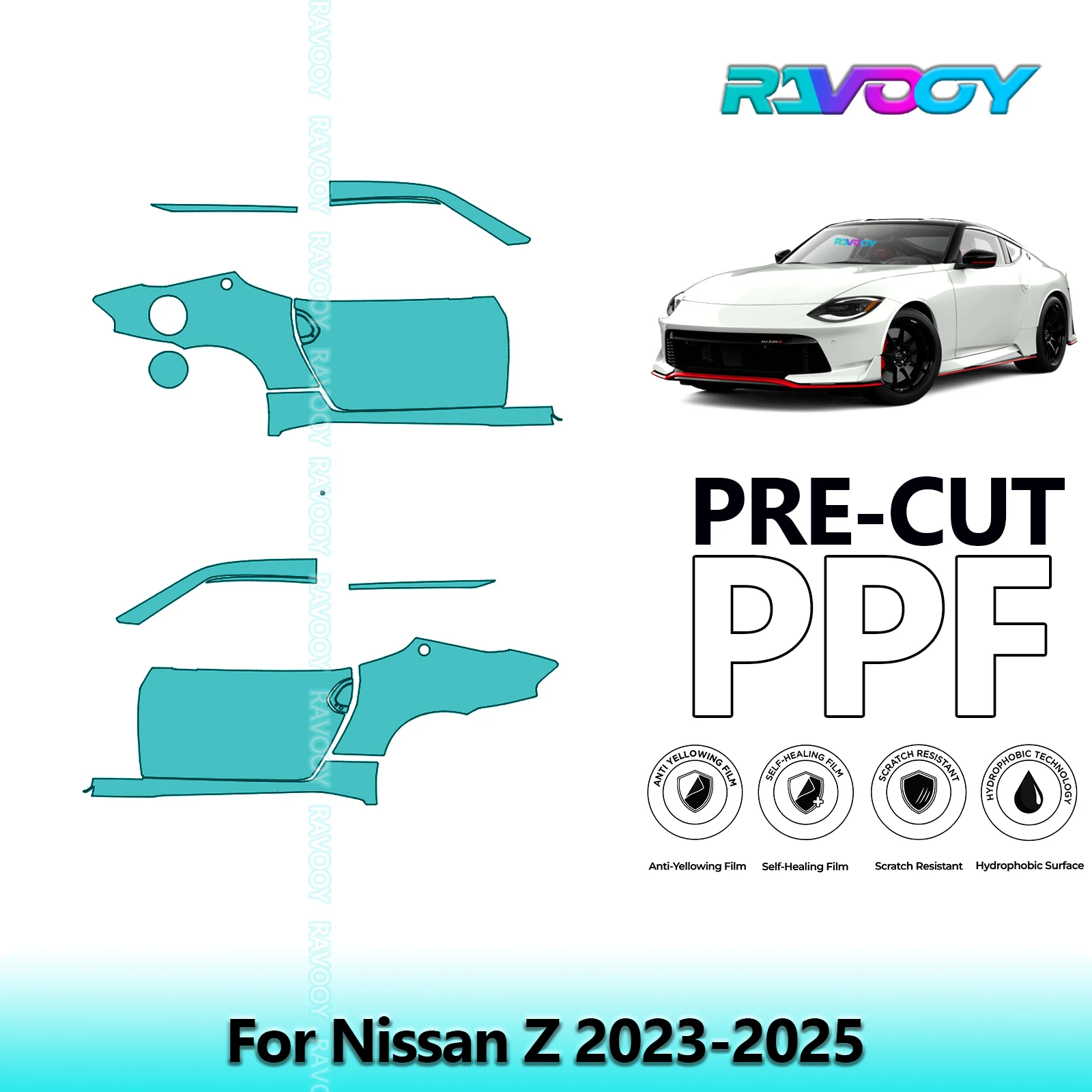 

For Nissan Z 2023-2025 8.5mil Clear Matte Pre-Cut PPF Door & A/B Pillar Kit TPU Paint Protection Film Set