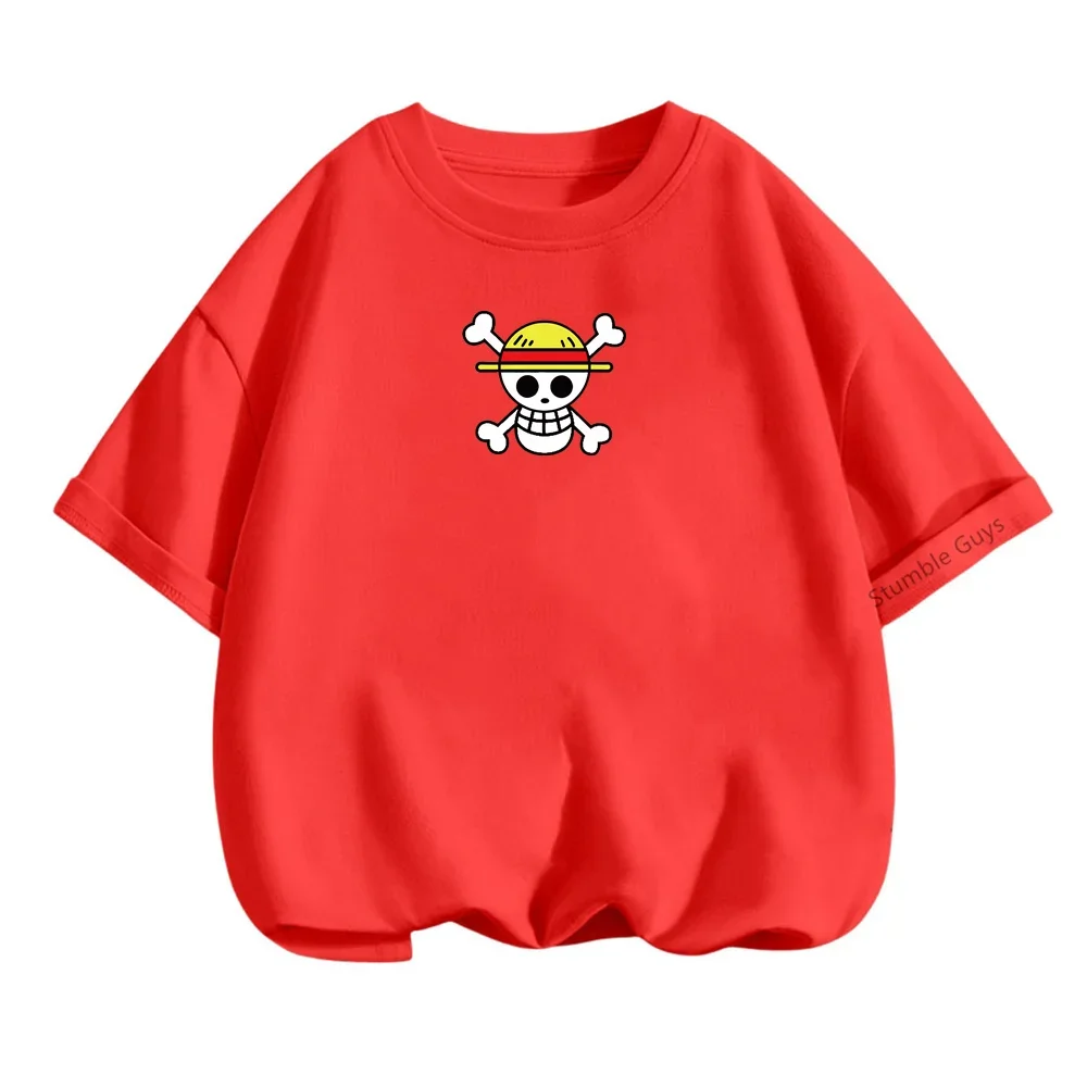 Camiseta Luffy Anime infantil, roupa de criança, Tops de manga curta para menino, T-shirt, roupa de menino, verão, novo, 1 pc, 2022