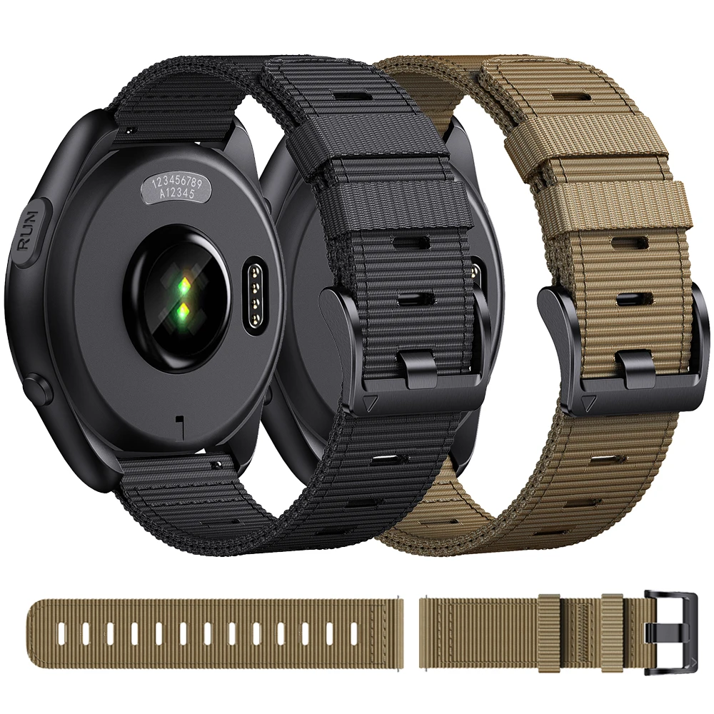 20mm 22mm Nylon Strap Band for Garmin Vivoactive 6 5 4/Venu 4/3/2 Forerunner 265 255 245 165 570 Approach S50 Bracelet Band