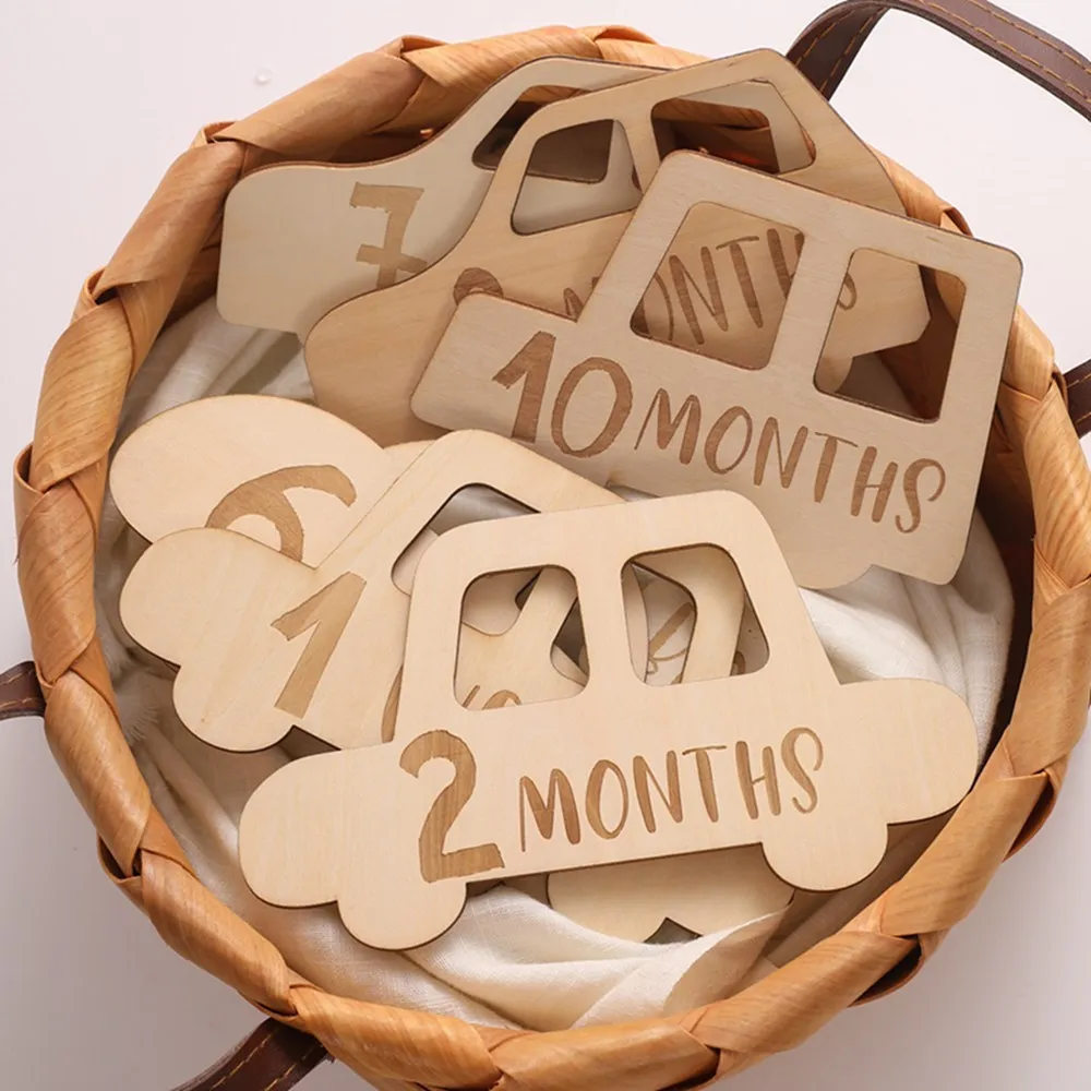 Wooden Monthly Milestone Baby Milestone Cards Cards Pregnancy Markers Newborn Photography Props