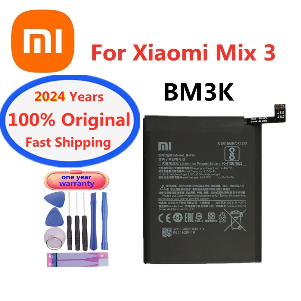 

2024 Years Xiao Mi Original Phone Battery BM3K For Xiaomi Mi Mix3 Mix 3 3200mAh High Quality Replacement Batteries Bateria