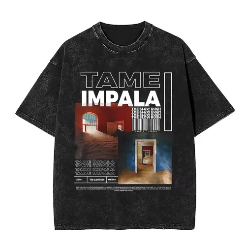 Imagen 2 del producto Camisetas con estampado gráfico de Tame Impala Vintage lavada, ropa para hombre, camiseta de banda de Pop Rock, camiseta Retro de gran tamaño a la moda para hombre y mujer