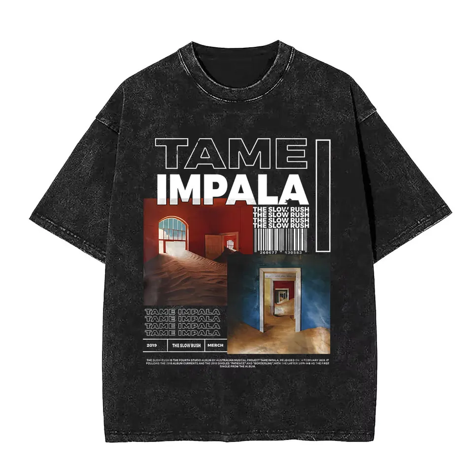 VintageWashed Pop Rock Band Tame Impala Currents Graphic Print T
