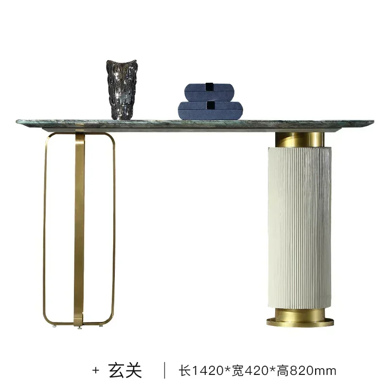 

Modern Italian light luxury emerald marble entrance table home decoration cabinet
