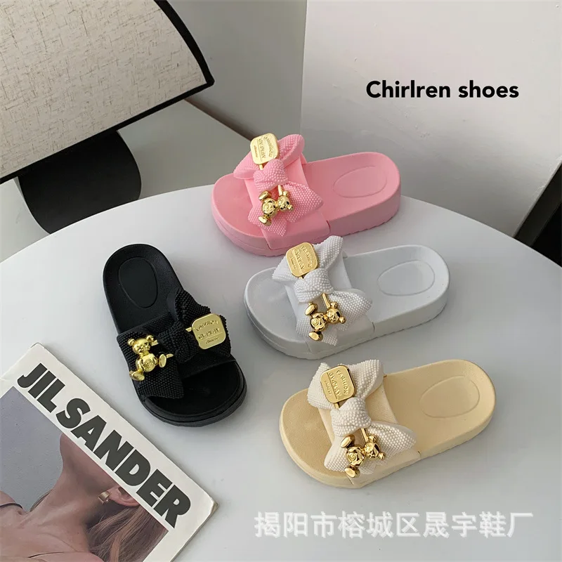 Summer Girl EVA Butterfly Bear Slippers Kids Soft Sole Sandals Children Thick-soled Beach Water Shoes Flip Flops Home Slippers