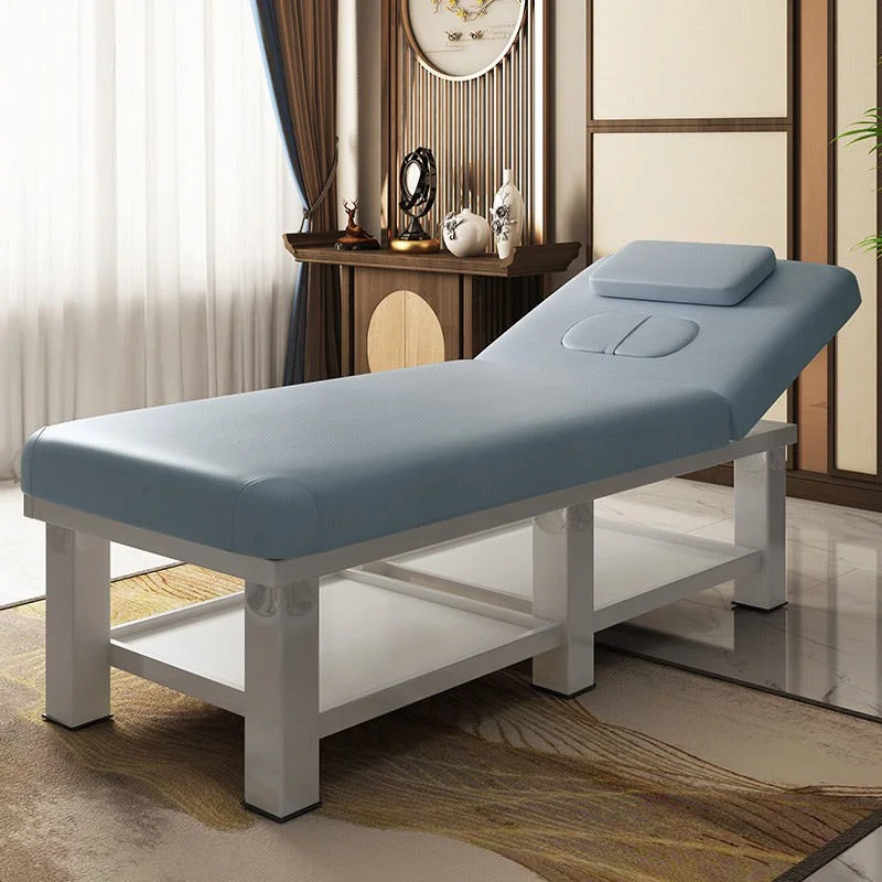 High-Density Modern Luxury Salon Furniture High Quality Leather Foldable Built-In Headrest Massage Table Bed